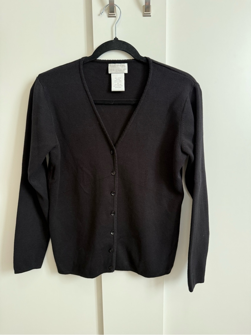 Designer Originals Cardigan Sweater Black Y2K Cotton M Retro Classic Cotton